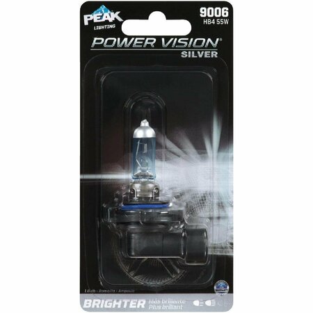 PEAK Power Vision Silver 9006 HB4 12.8V Halogen Automotive Bulb 9006PVS-BPP